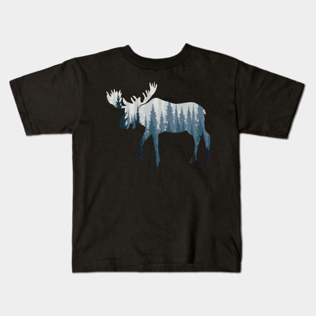 moose wildlife animal canada forest Kids T-Shirt by ZenCloak